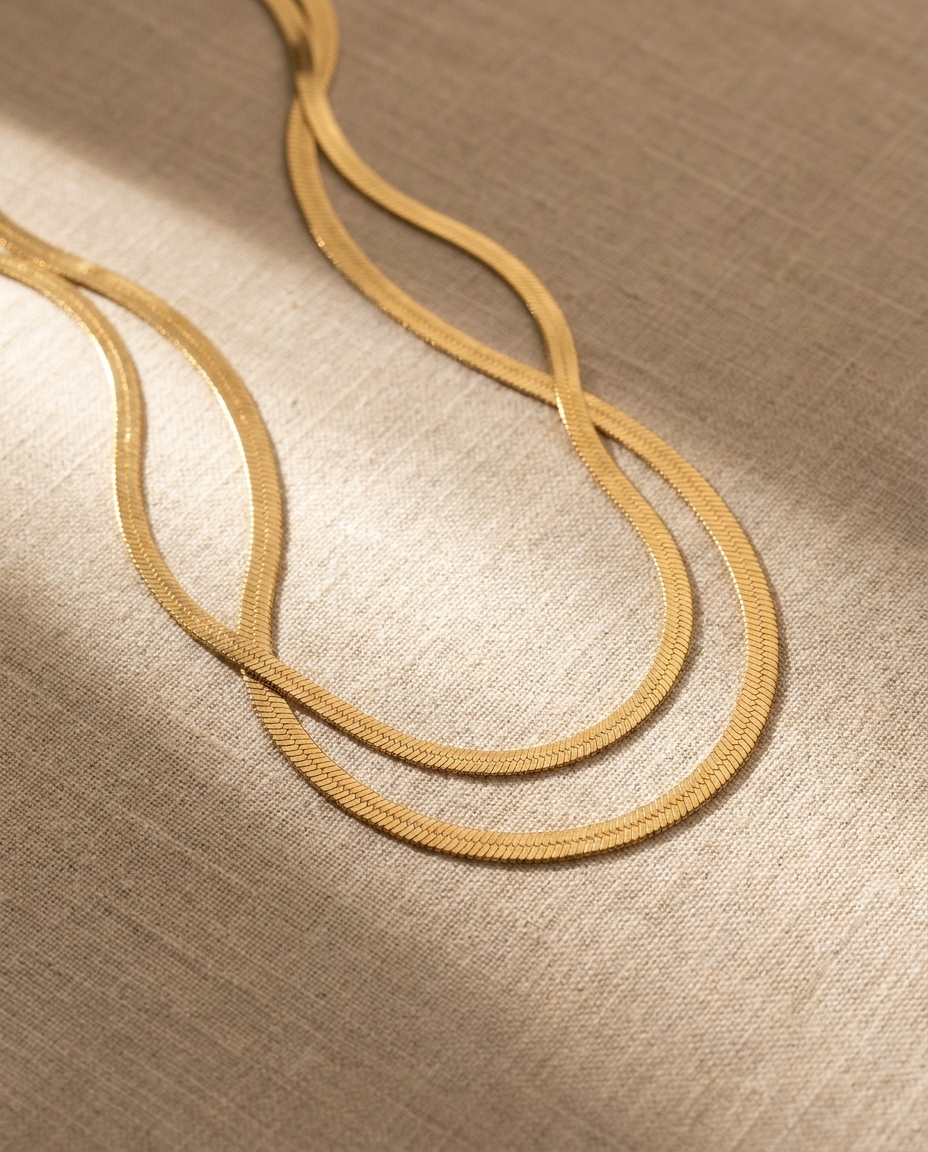 Collier chunky doré waterproof - packshot duo